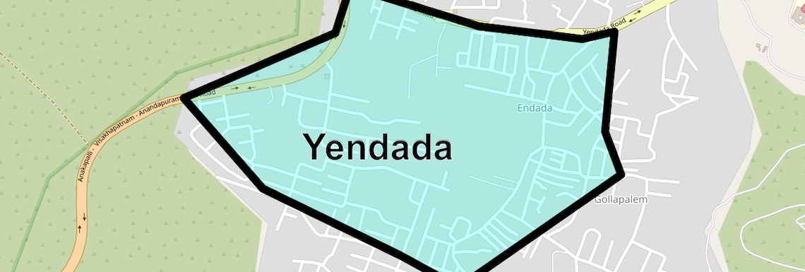 Location Map of Yendada, Vizag