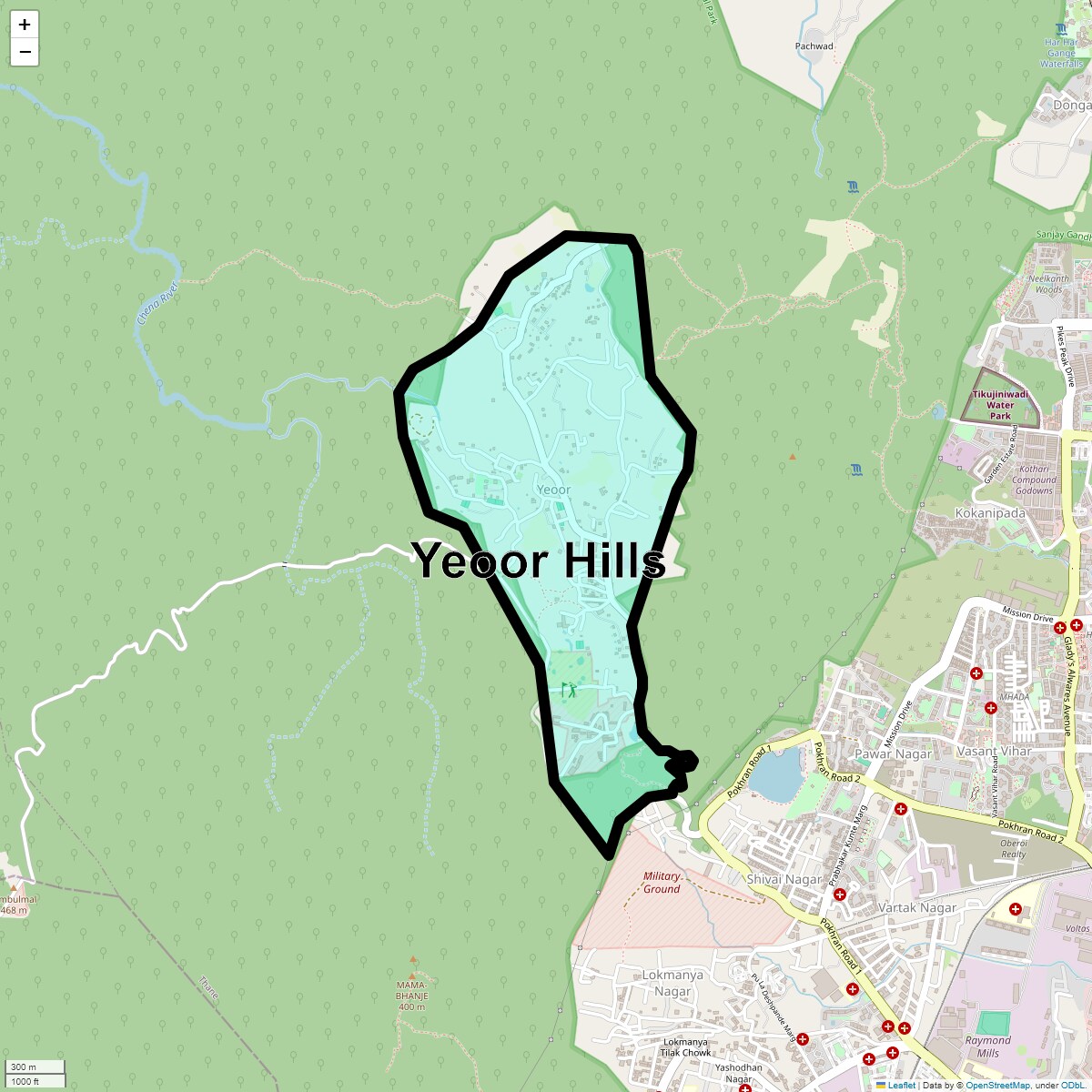 Location Map of Yeoor Hills, Thane