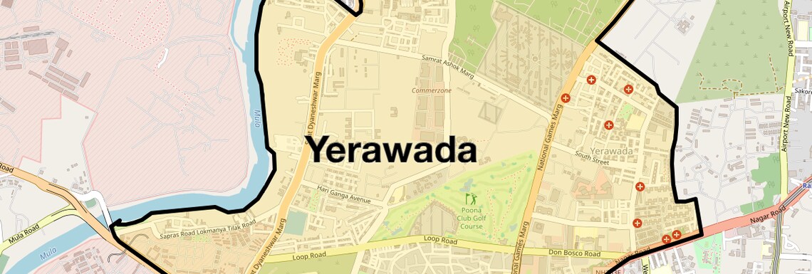 Location Map of Yerawada, Pune
