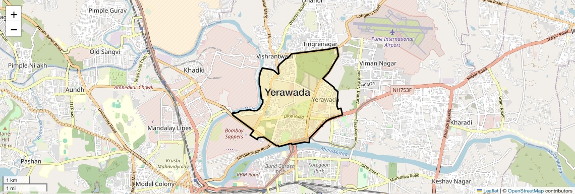 Location Map of Yerawada, Pune