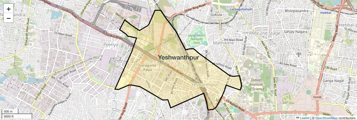 Location Map of Yeshwanthpur, Bangalore