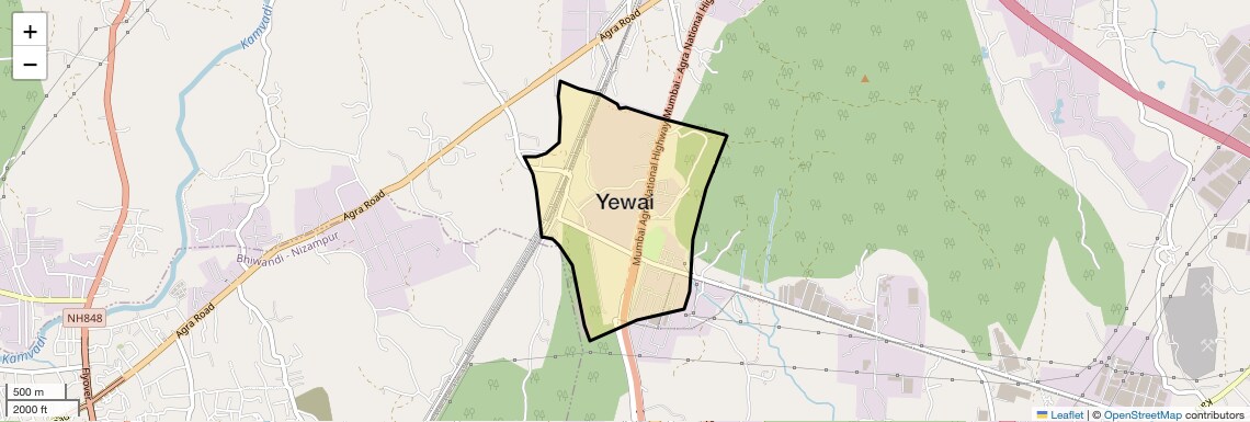 Location Map of Yewai, Thane