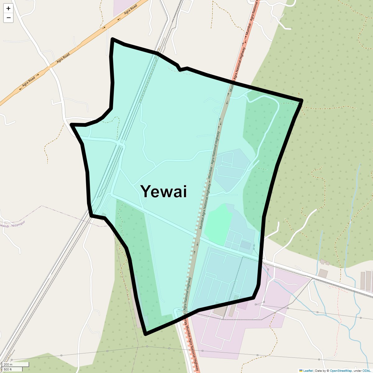 Location Map of Yewai, Thane