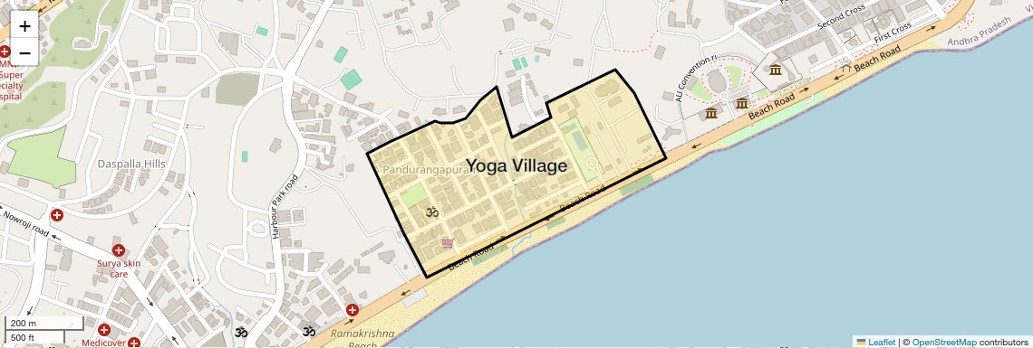 Location Map of Yoga Village, Vizag
