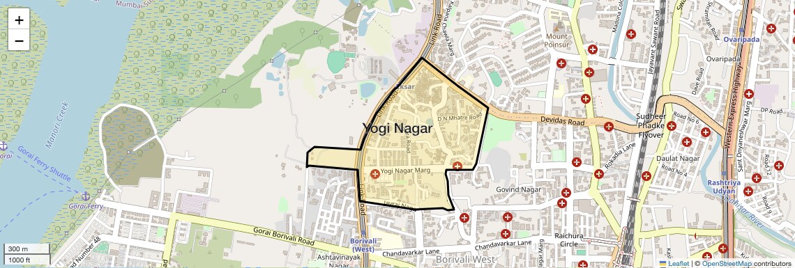 Location Map of Yogi Nagar, Mumbai