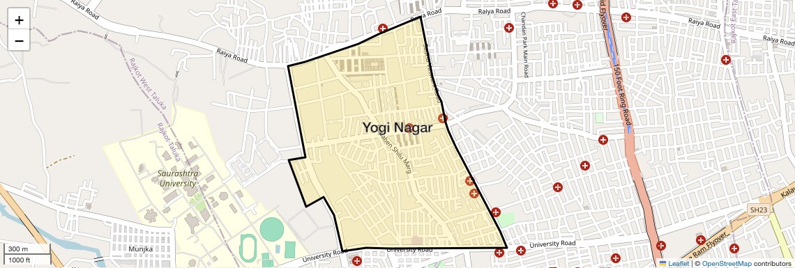 Location Map of Yogi Nagar, Rajkot
