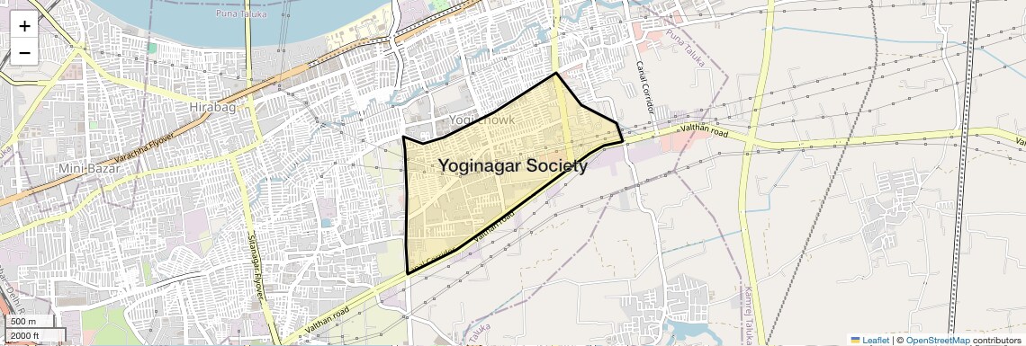 Location Map of Yoginagar Society, Surat