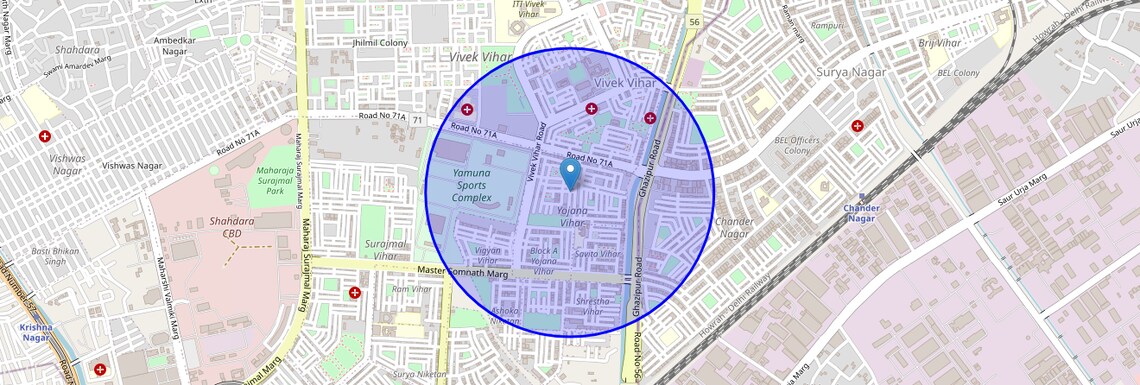 Location Map of Yojana Vihar, Delhi