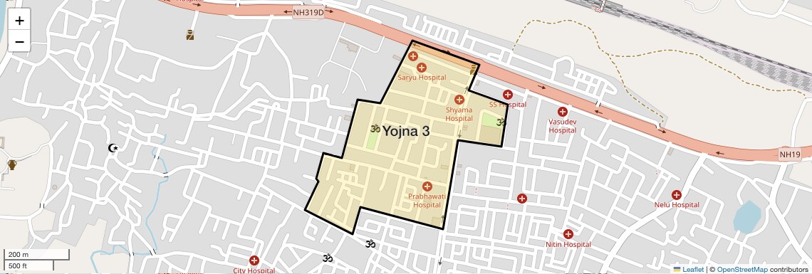 Location Map of Yojna 3, Allahabad