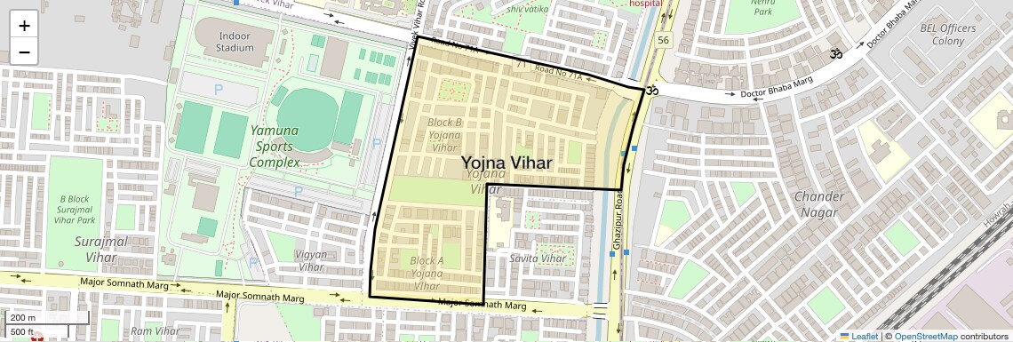 Location Map of Yojna Vihar, Delhi