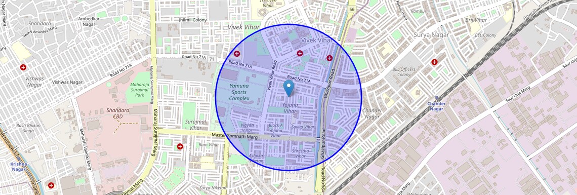 Location Map of Yojna Vihar, Delhi