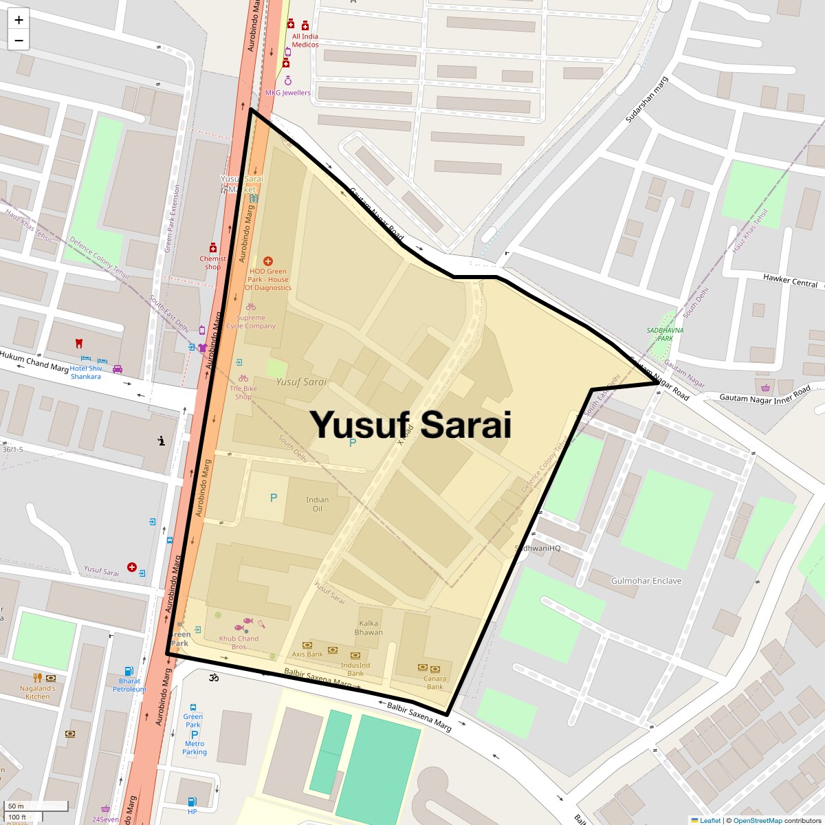 Location Map of Yusuf Sarai, Delhi