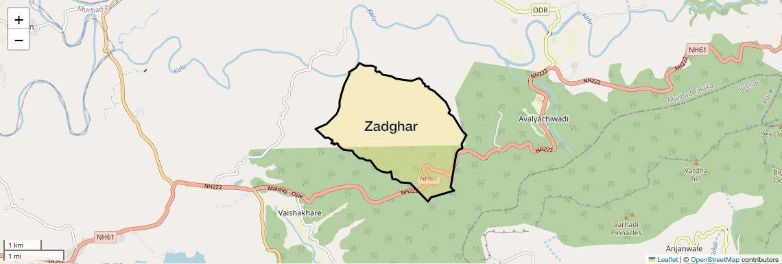 Location Map of Zadghar, Thane
