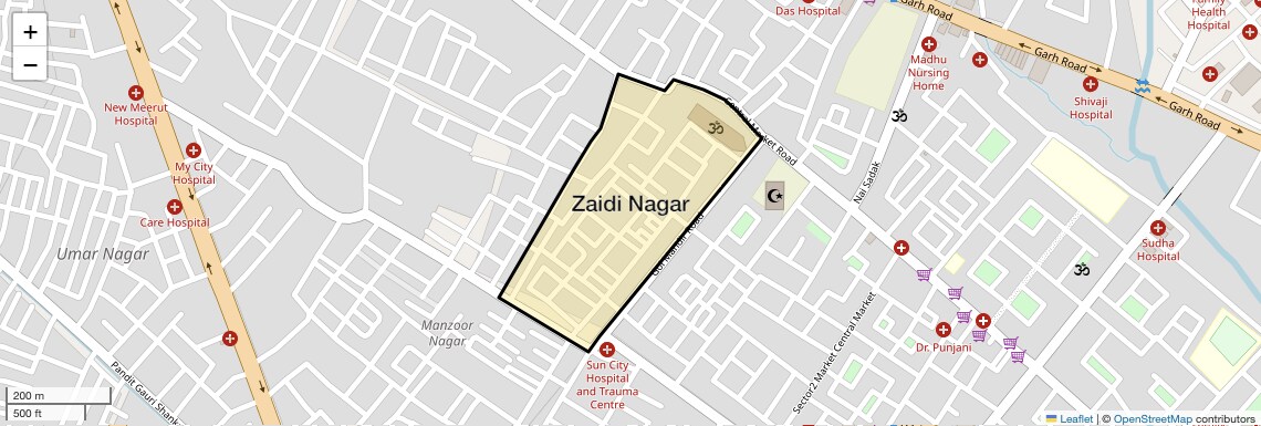 Location Map of Zaidi Nagar, Meerut