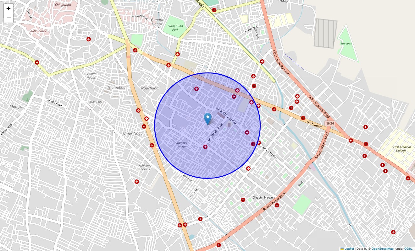 Location Map of Zaidi Nagar, Meerut