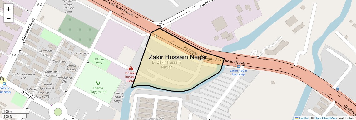 Location Map of Zakir Hussain Nagar, Mumbai