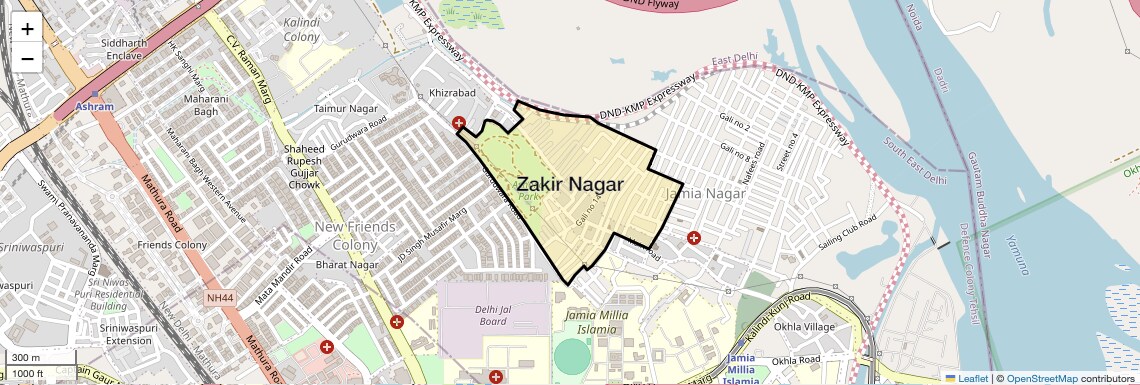 Location Map of Zakir Nagar, Delhi