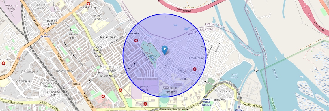 Location Map of Zakir Nagar, Delhi