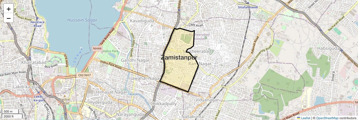 Location Map of Zamistanpur, Hyderabad