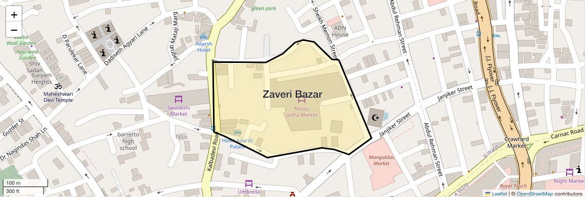 Location Map of Zaveri Bazar, Mumbai