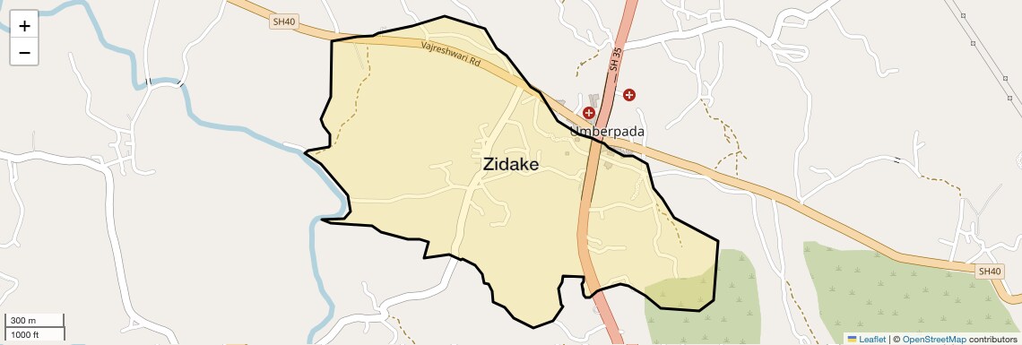 Location Map of Zidake, Thane