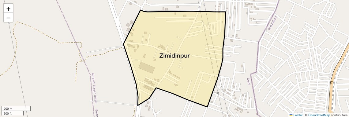 Location Map of Zimidinpur, Delhi