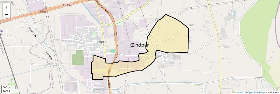 Location Map of Zindpur, Delhi