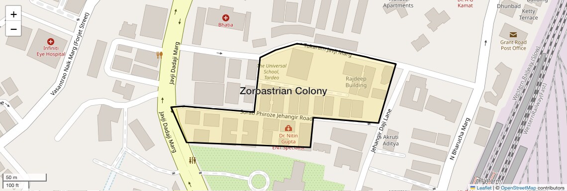 Location Map of Zoroastrian Colony, Mumbai