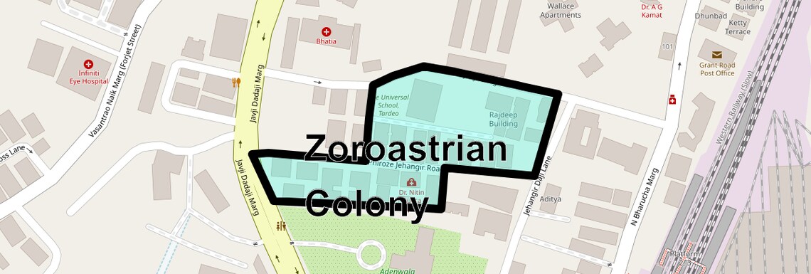 Location Map of Zoroastrian Colony, Mumbai