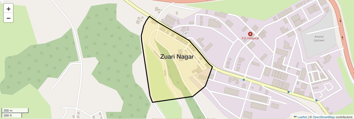 Location Map of Zuari Nagar, Goa