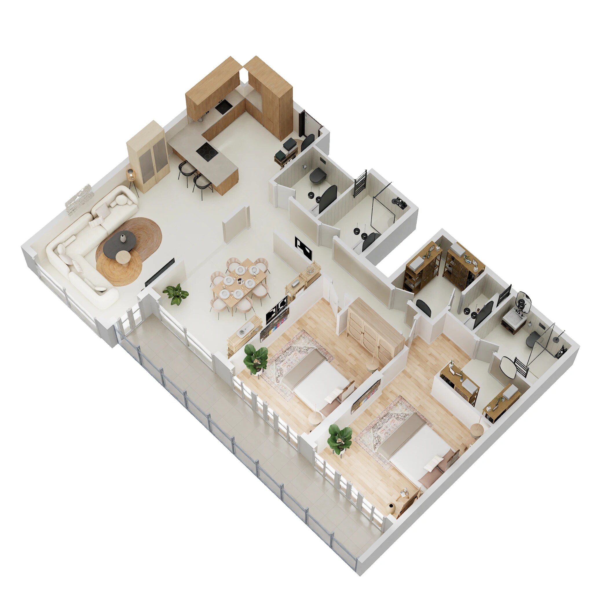 2 Beds 1216 Sq. Ft. Apartment