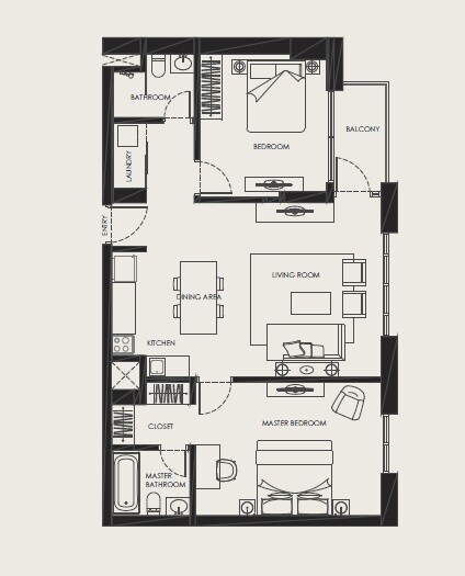 2 Beds 1035 Sq. Ft. Apartment