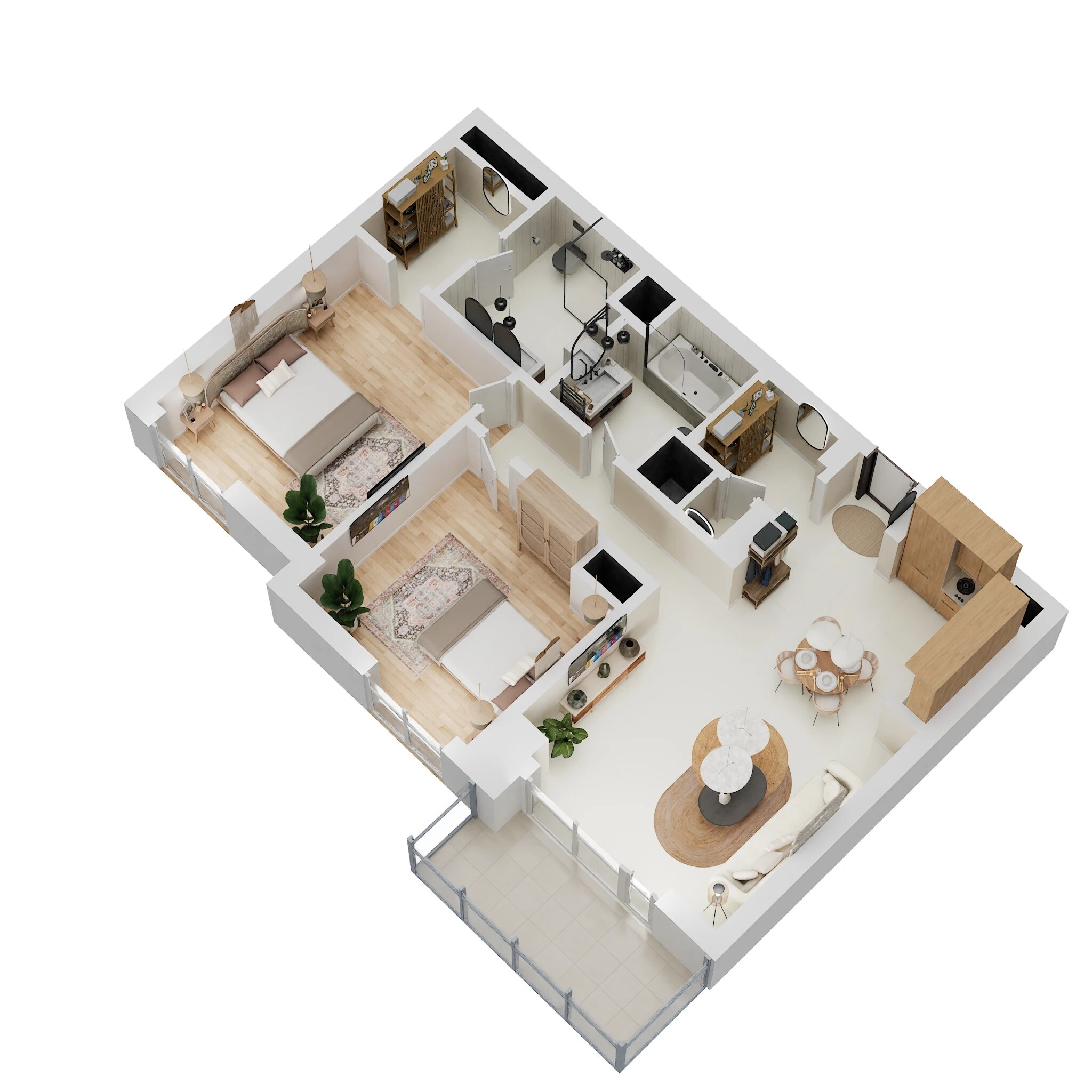 2 Beds 1220 Sq. Ft. Apartment