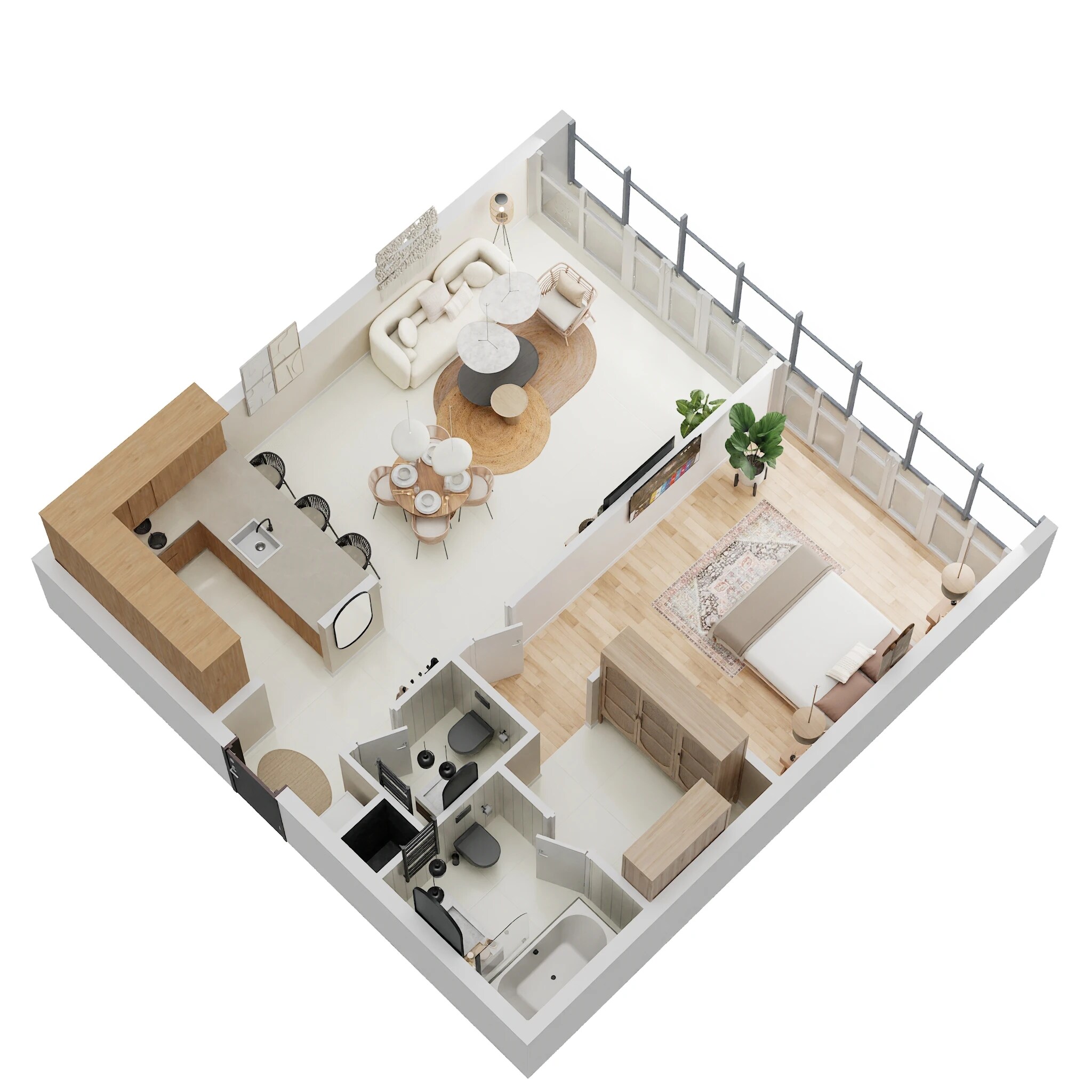 1 Bed 770 Sq. Ft. Apartment