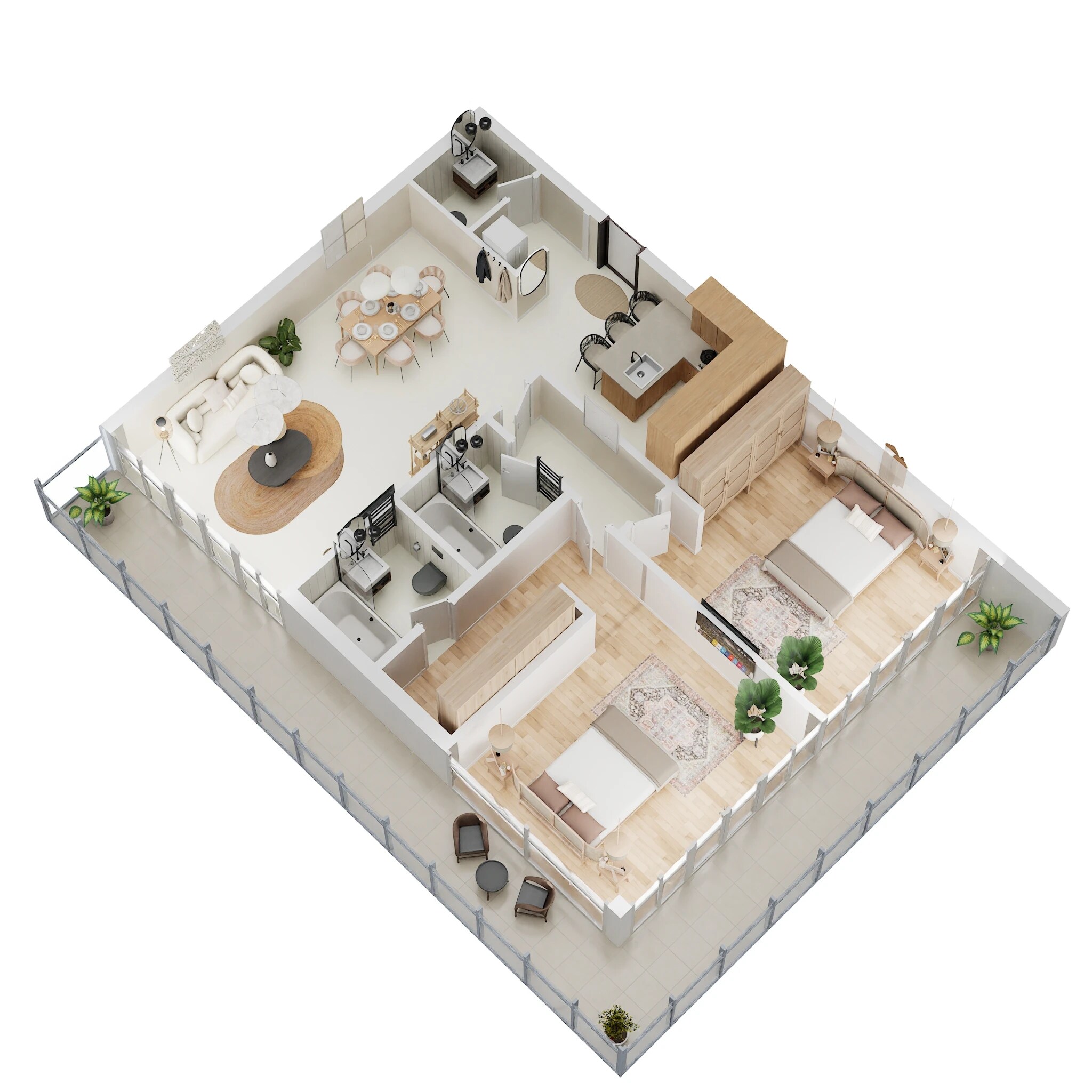 2 Beds 1453 Sq. Ft. Apartment