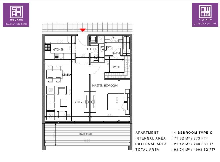 1 Bed 1004 Sq. Ft. Apartment
