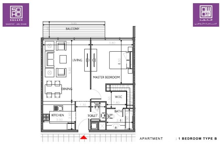 1 Bed 838 Sq. Ft. Apartment