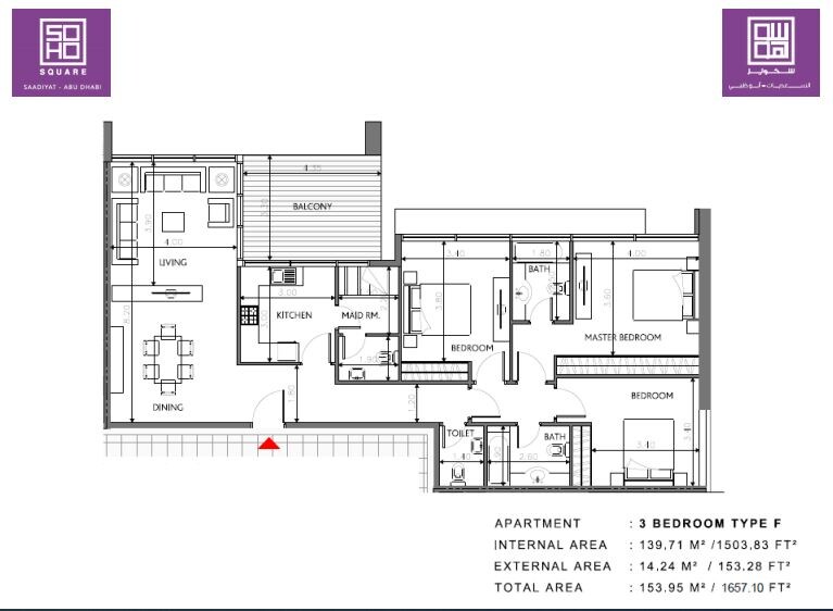3 Beds 1657 Sq. Ft. Apartment