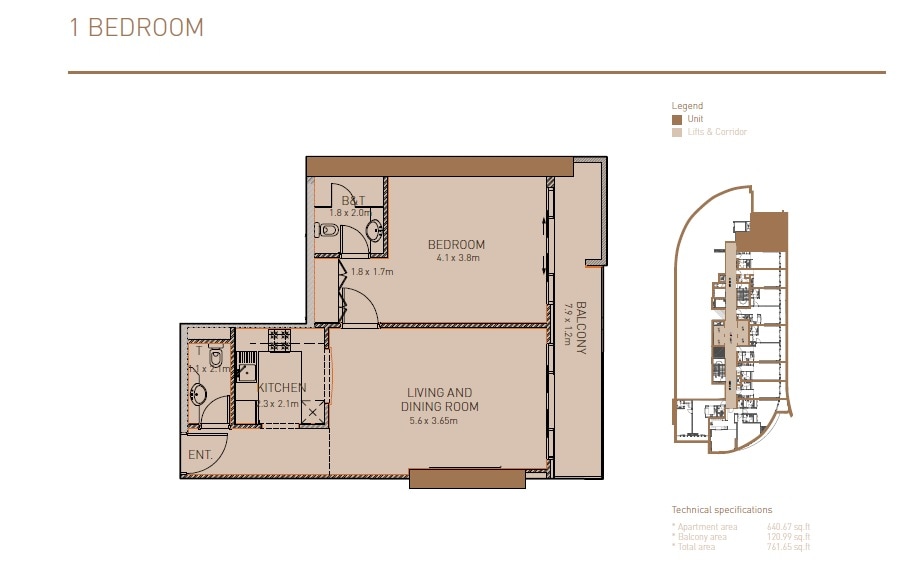 1 Bed 762 Sq. Ft. Apartment