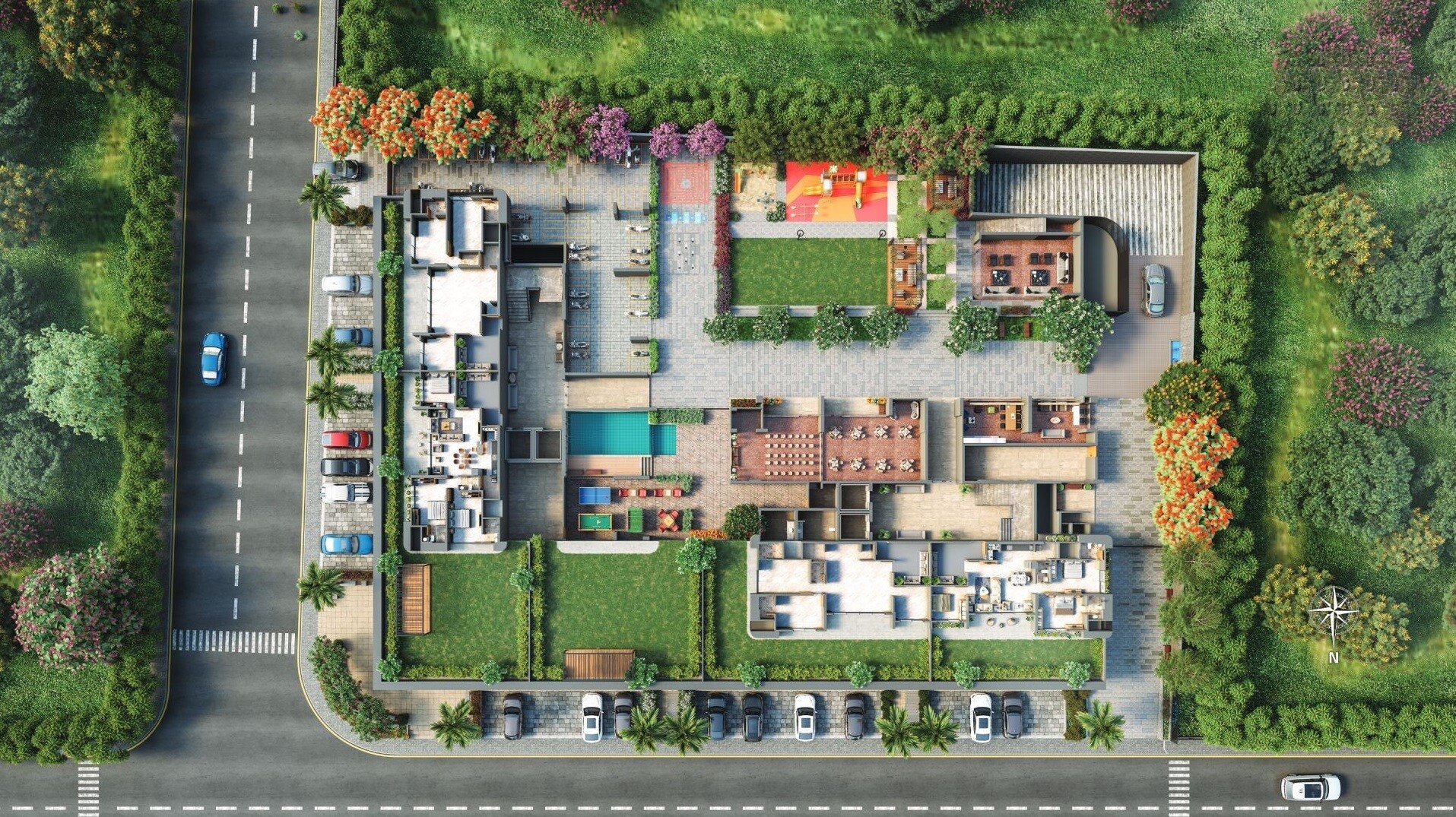 Sampad-Arista_an aerial view of a small town with lots of houses