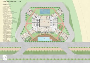 Shivalik-Skyview_an aerial view of a building with a clock on it