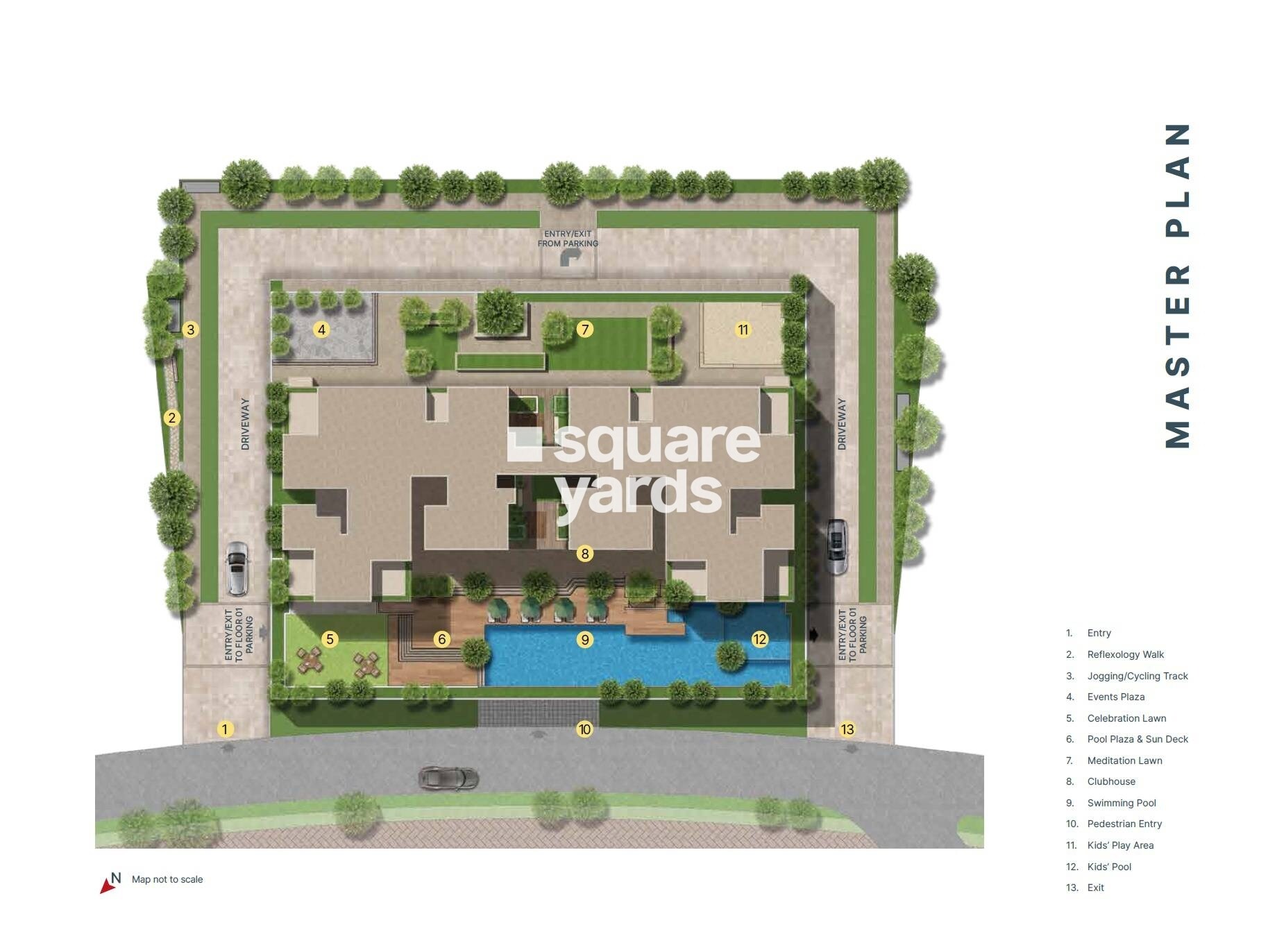 Sobha-Avalon_an aerial view of a building with a clock on it