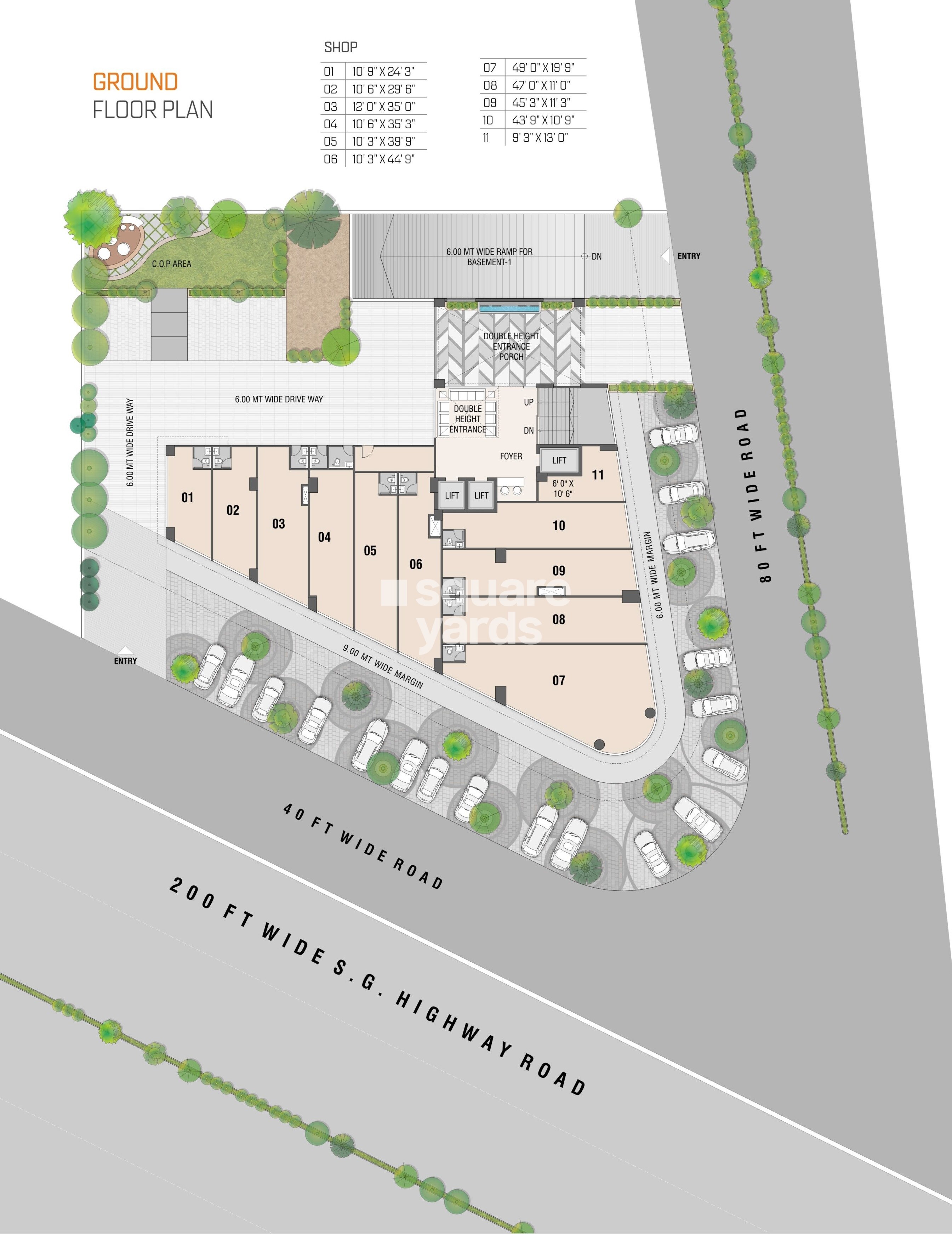 Swarnim-Business-Center_an aerial view of a city with a train on it