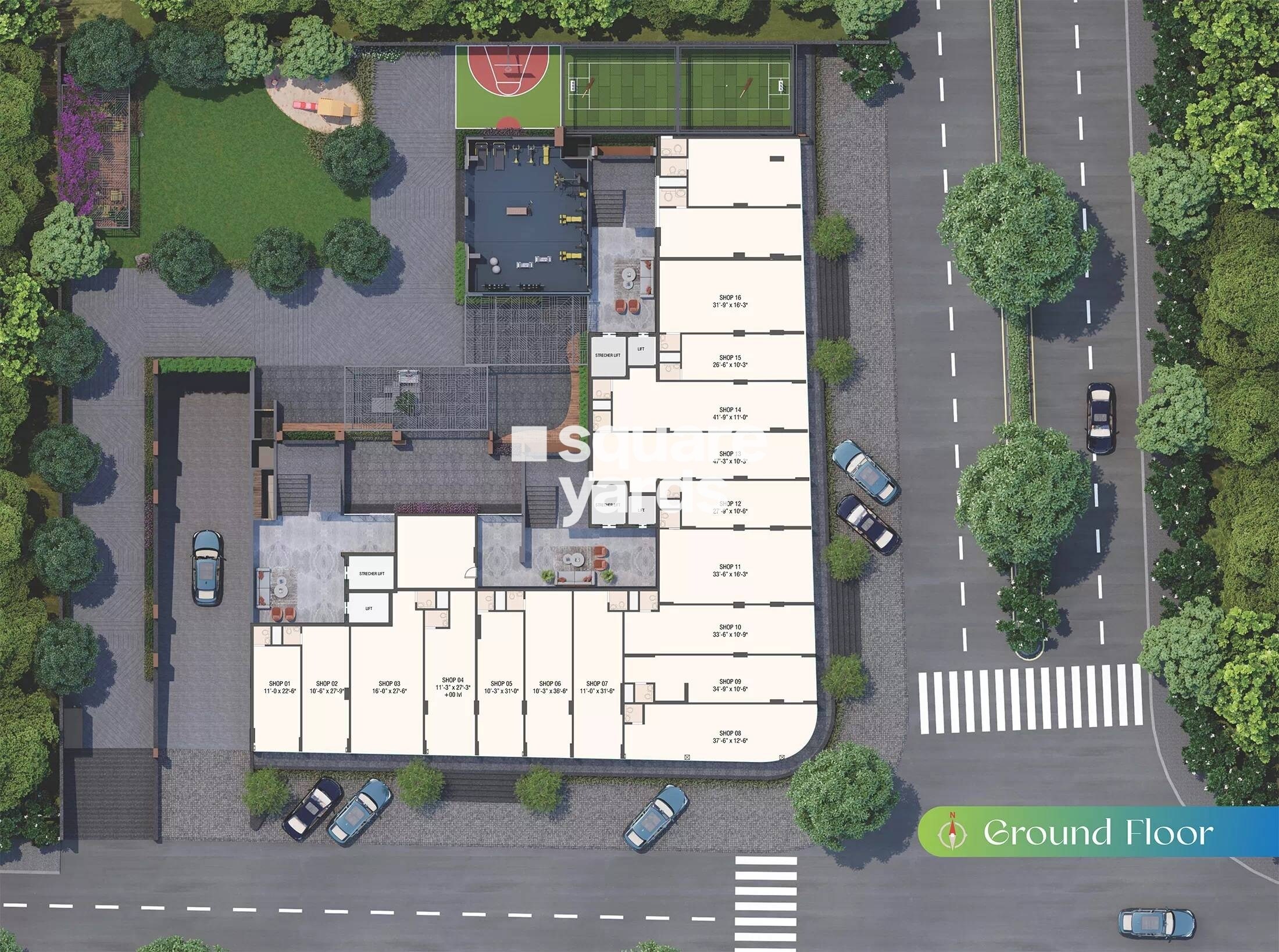 Vivaan-Aura_a large building with a lot of traffic on it