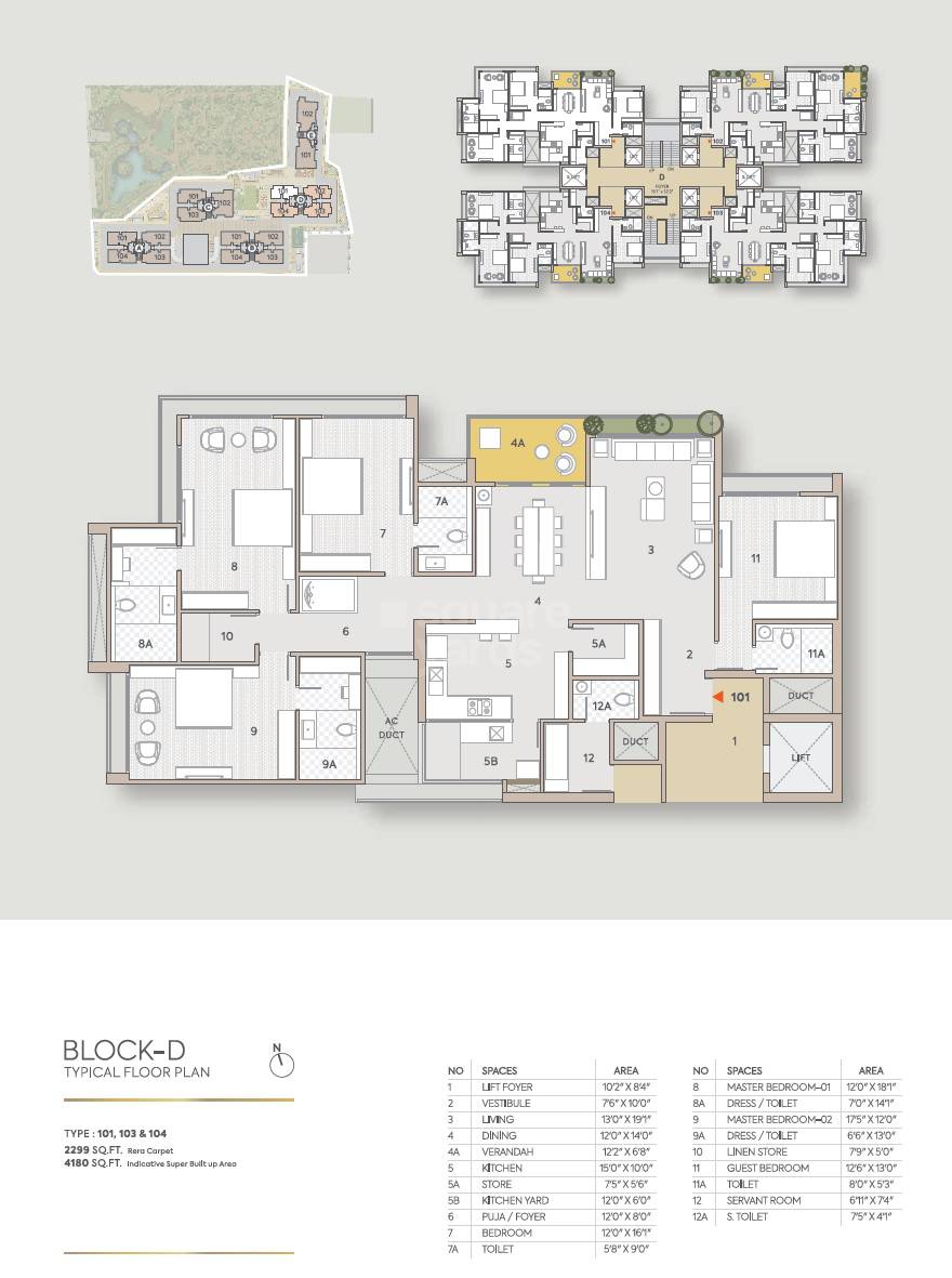 Floor plan of 4 BHK 2299 Sq. Ft. Apartment in Aaryan Aranyam, Ahmedabad