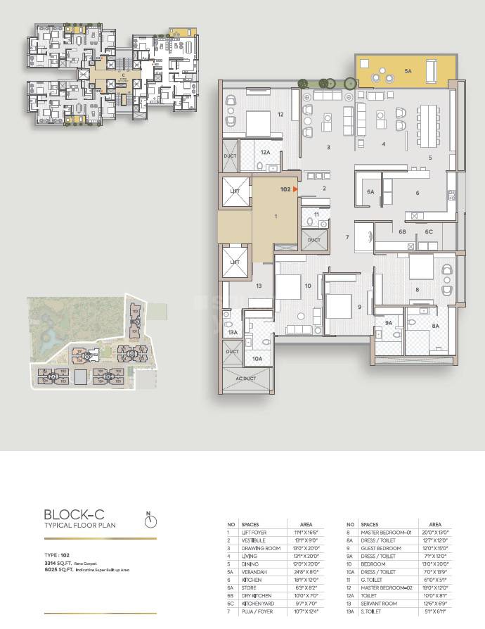 Floor plan of 4 BHK 3314 Sq. Ft. Apartment in Aaryan Aranyam, Ahmedabad