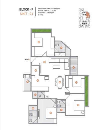 Floor plan of 4 BHK 2295 Sq. Ft. Apartment in Aaryan City, Ahmedabad