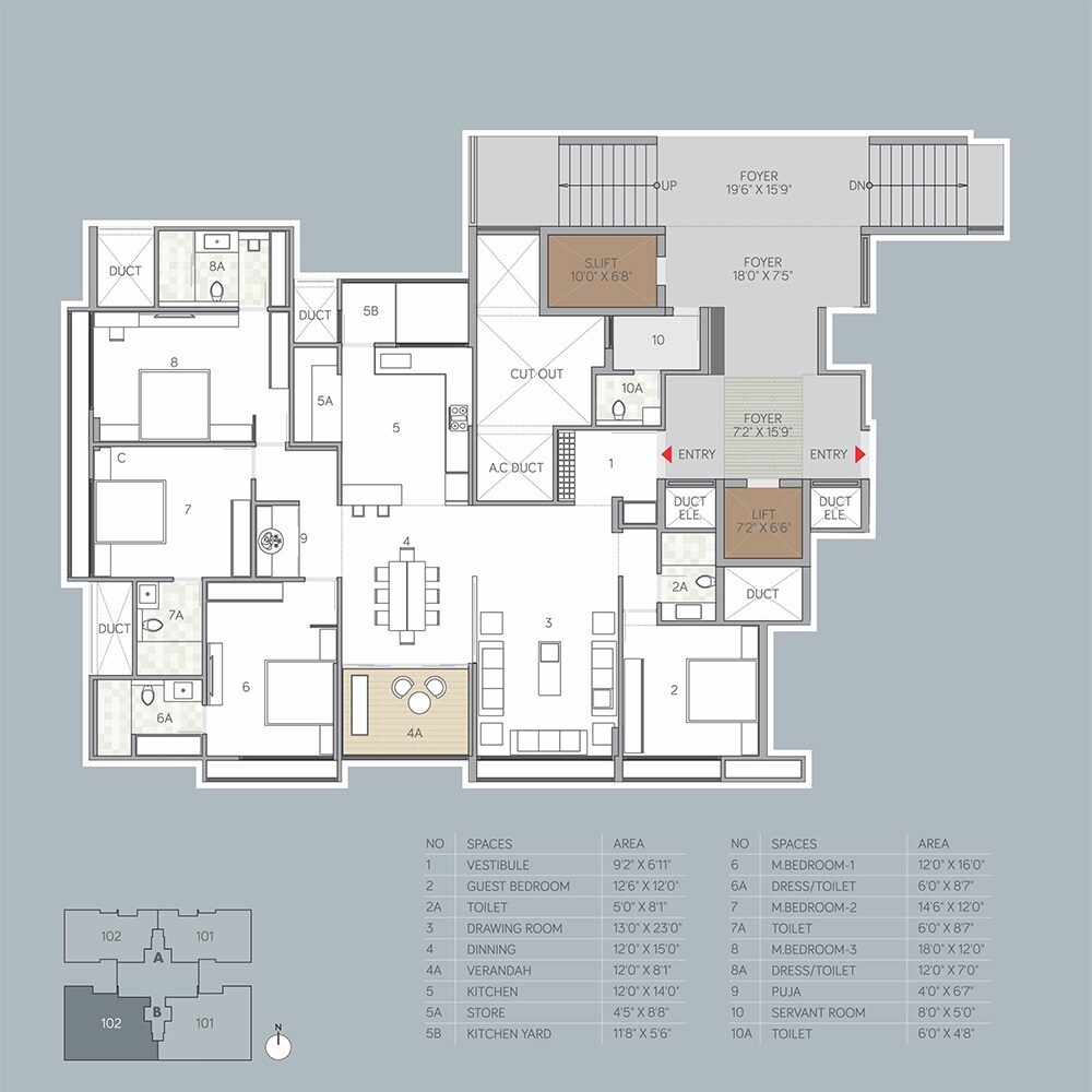 Floor plan of 4 BHK 3520 Sq. Ft. Apartment in Aaryan Opulence, Ahmedabad