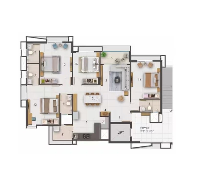 4 BHK 2512 Sq. Ft. Apartment