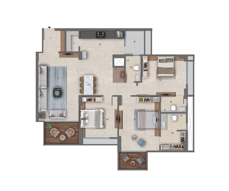 3 BHK 2238 Sq. Ft. Apartment